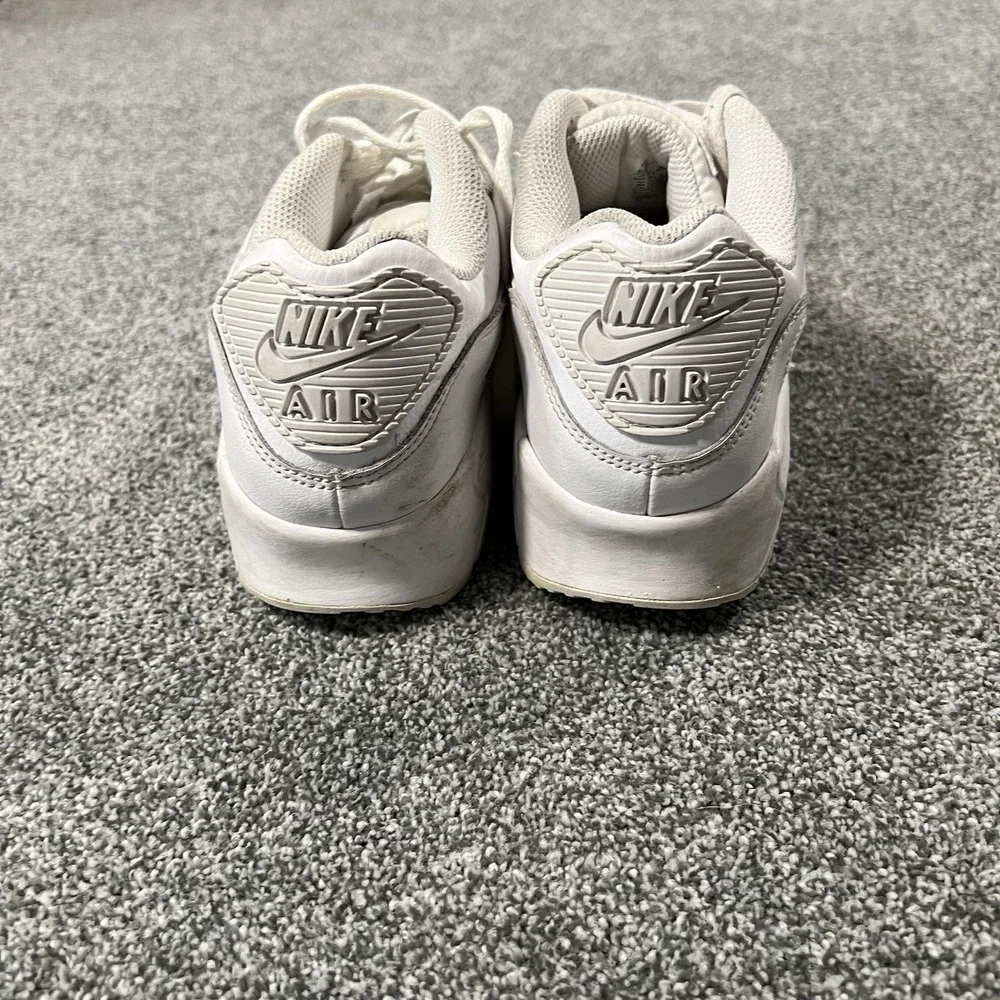 Nike Air Max 90 Leather GS 6.5Y CD6864-100 Triple White Sneakers Shoes